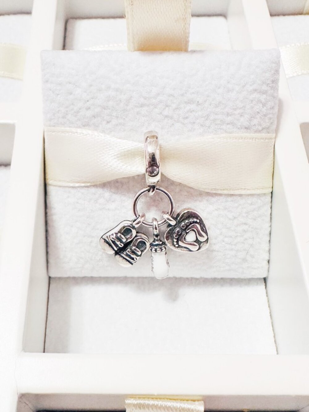 925 Sterling Baby Shower Dangle Charm New Born Gift Fits Pandora Bracelets